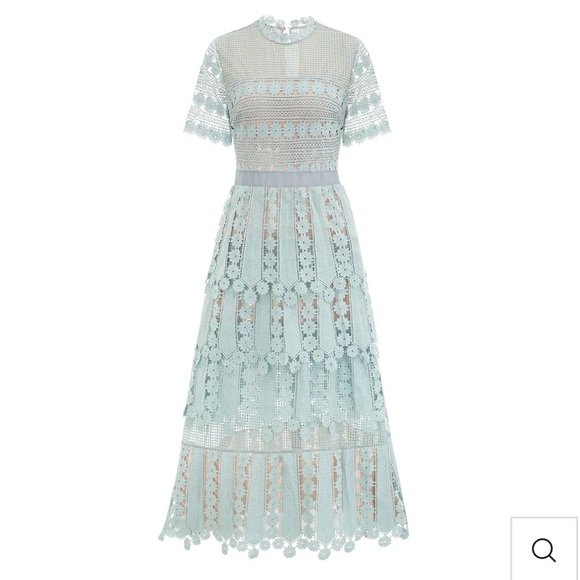 Dresses & Skirts - Elegant Lace Midi Dress in Light Blue